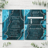 Teal Blue and Silver Agate Wedding Program Programm (Personalisiere diese Kollektion eines unabhängigen Creators.)