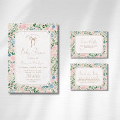 Romantischer Teal-Blush-Sage-Blumen-Baby-Shower Serviette