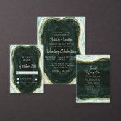 Aquamarines Green & Gold Agate Marble Geode Square Menükarte (Personalisiere diese Kollektion eines unabhängigen Creators.)