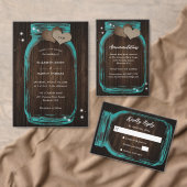 Rustikales Aquamarin Mason Jar Wood Brautparty Einladung (Personalisiere diese Kollektion eines unabhängigen Creators.)