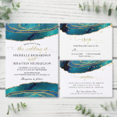 Aquamarin Gold Agate Save the Date Einladung (Personalisiere diese Kollektion eines unabhängigen Creators.)