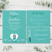 Weiße Wirbel, Aquamariner Brautbäumchen Hochzeitsf Puzzle (Personalisiere diese Kollektion eines unabhängigen Creators.)