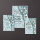 Aquamarine Schwarzweißflur-Detailverpackung Begleitkarte (Personalisiere diese Kollektion eines unabhängigen Creators.)