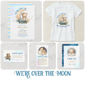 Teddy Bären fliegen über die Mond Boy Babydusche All In One Einladung