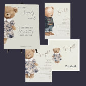 Custom Name Teddy Bear Girl Baby Shower Serviette