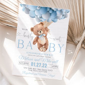 Teddy Bear Blue Ballon Bearly Wait Baby Dusche Wandteppich