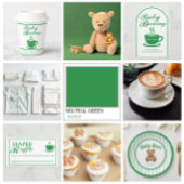 Vintage Teddy Bear Green Baby Shower Plates Pappteller