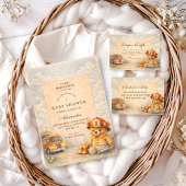 Teddy Bear Firefighter Baby Shower Einladung