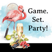 Tennis  Flamingo  with racket and ball invitation 