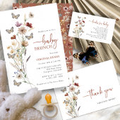 Terracotta Boho Wildblume Babydusche Geschenkschachtel