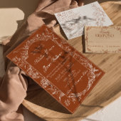 Boho-Blumen- burnt orange-rust-Hochzeit-Tischnumme Einladung