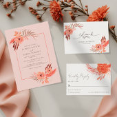 Modern Coral Orange Floral Terracotta Wedding Einladung