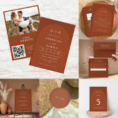 Terracotta Coriander Boho Foto Monogram Wedding Dankeskarte