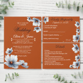 Terracotta Blaue Flora Anemone Herbsthochzeit Einladung (Personalisiere diese Kollektion eines unabhängigen Creators.)