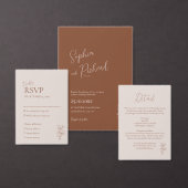 Minimalistisch Terracotta Boho Botanicals Hochzeit Runder Aufkleber (Personalisiere diese Kollektion eines unabhängigen Creators.)