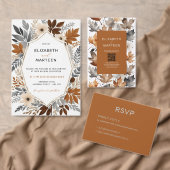 Brawn Grey Autumn Leaves Einladung Hochzeit (Personalisiere diese Kollektion eines unabhängigen Creators.)
