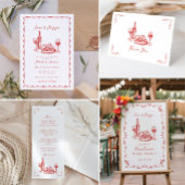 Funky Pizza Wine Handschriftlich Illustriert Menükarte