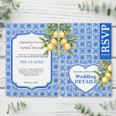 🌈  Online-RSVP + QR-Code Azul & Limone Romance RSVP Karte (Personalisiere diese Kollektion eines unabhängigen Creators.)