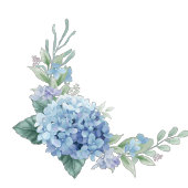 Blue Hydrangea Floral Border Wedding Personalized Serviette