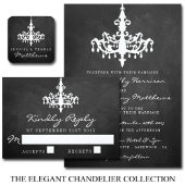Elegantes Chandelier Chalkboard Wedding Menu Werbekarte