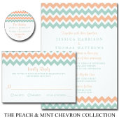 Die moderne Zickzack Hochzeitskollektion Peach & M RSVP Karte