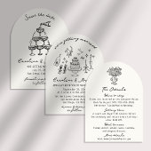 Whimsical, handgezeichnete Hochzeit Einladung