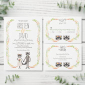 Whimsischer Wald Raccoons Rustikal Save the Date Ankündigungspostkarte (Personalisiere diese Kollektion eines unabhängigen Creators.)
