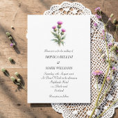 Thistle Purple Scottish Floral Wedding Thank you  Dankeskarte