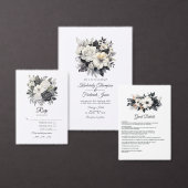 Schwarz-Weiß-Blumenhochzeit Einladung (Personalisiere diese Kollektion eines unabhängigen Creators.)