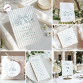 Timeless Blue Stripes Wedding Table Number 7 Sign Einladung