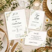 Zeitlose Elfenbein-Rosen-Minimalismus-Hochzeit Save The Date