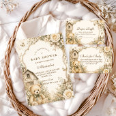 Zeitloser Rustikaler Teddybär Baby Shower Serviette