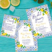 Italienisch blaue Fliesen Wasserfarben Zitrone Bab Einladung