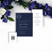 Hochzeit des lässigen Wappen Navy Blue Einladung