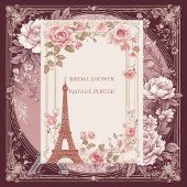 Bridal Shower Paris Eiffel Tower Pastel Pink Flora Geschenkanhänger