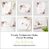 Technicolor Boho Floral QR Code Wedding RSVP
