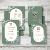 Green Double Happiness Wedding Program & Timeline Fächer