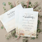 Wasserfarbe tropischer Strand Seashells Hochzeit Einladung (Personalisieren Sie die Kollektion dieses unabhängigen Creators. Test)