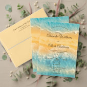 Coastal Chic Golden Sand Türkis QR Code Hochzeit RSVP Karte (Personalisieren Sie die Kollektion dieses unabhängigen Creators. Test)