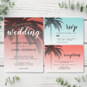 Mongram Blue Tropical Palm Tree Beach Hochzeit Serviette (Personalisiere diese Kollektion eines unabhängigen Creators.)