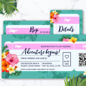Tropischer Boarding Pass Hochzeit in Urlaubsort Serviette