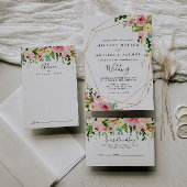 Geometrisches Gold Tropical Fall Front & Back Wedd Einladung