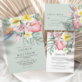 Sage Tropical Floral Botanical Wedding Begleitkarte