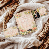 Photo Tropical Gingham Floral Graduation Ankündigung