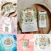 Tropischer Jungle Safari Tiere Kinderdusche Pappteller