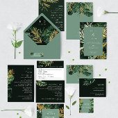 Tropical moderne Palm Blätter grün Save the Date i Einladung