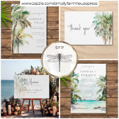 Tropical Palm Trees Modern Wedding Details Card Begleitkarte
