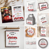 Retro Red Race Car Fast One Boy Birthday Favoriten Geschenkanhänger