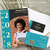 Turquoise Modern Congratulations Graduation Party Serviette