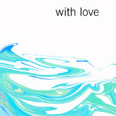 Blue & Green Wave  Wedding Invitation Einladung